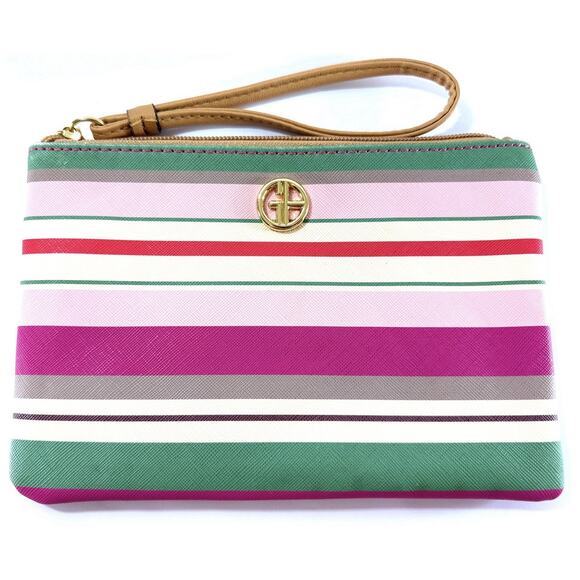 Giani Bernini Handbags - Giani Bernini Striped Wristlet Clutch Bag Multicolor Faux Leather 8x5.5”